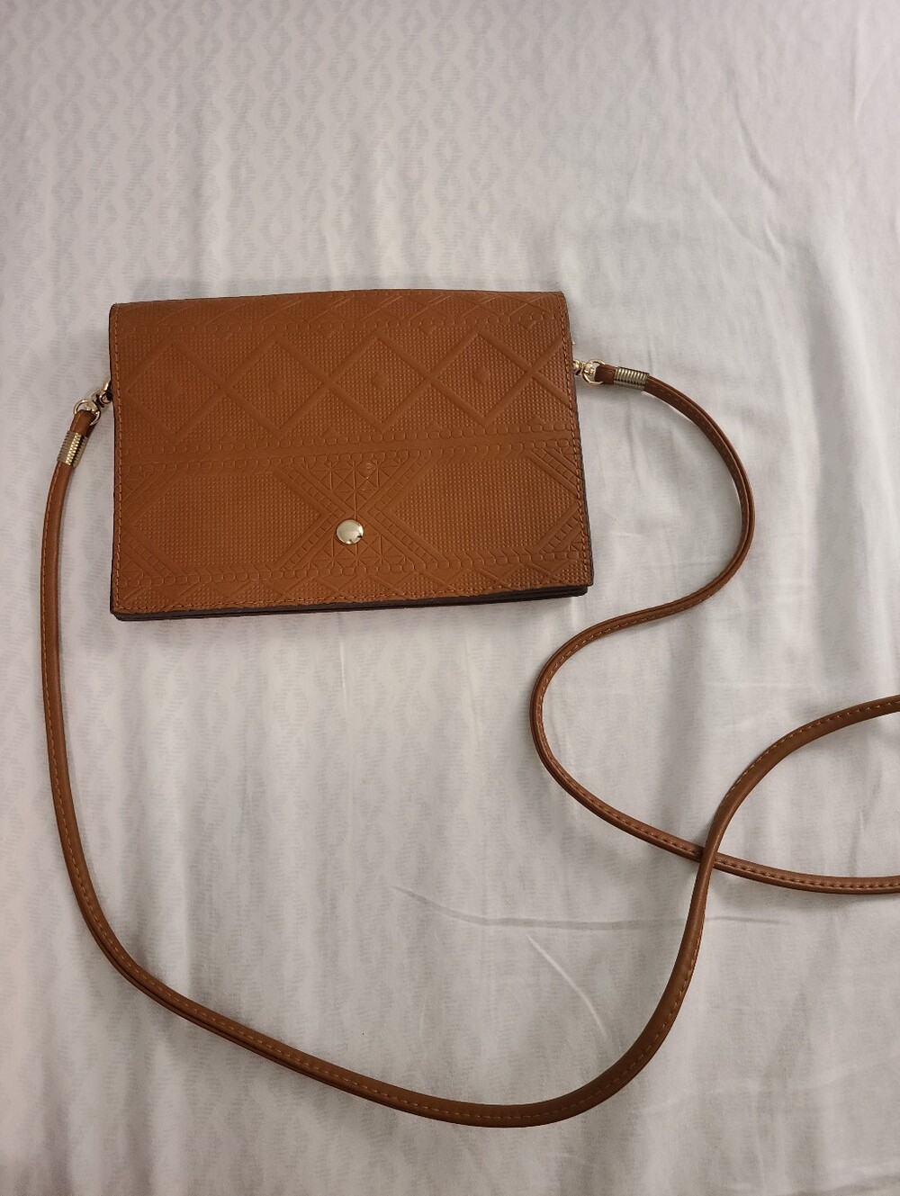 Leather Crossbody Bag in Cognac Brown